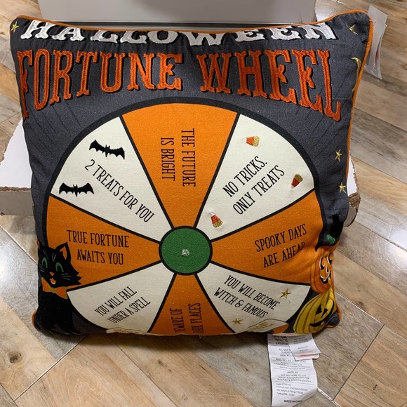 Isaac Mizrahi Fortune Teller Wheel Throw Pillow Halloween Decor Arrow Spins 18" - Picture 7 of 12